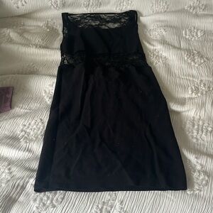 Bebe mini black dress with lace back